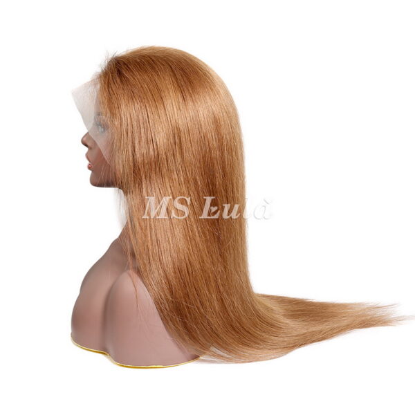 #8 Color Human Hair Straight Transparent Lace 13x4 Full Frontal Wig - Image 8